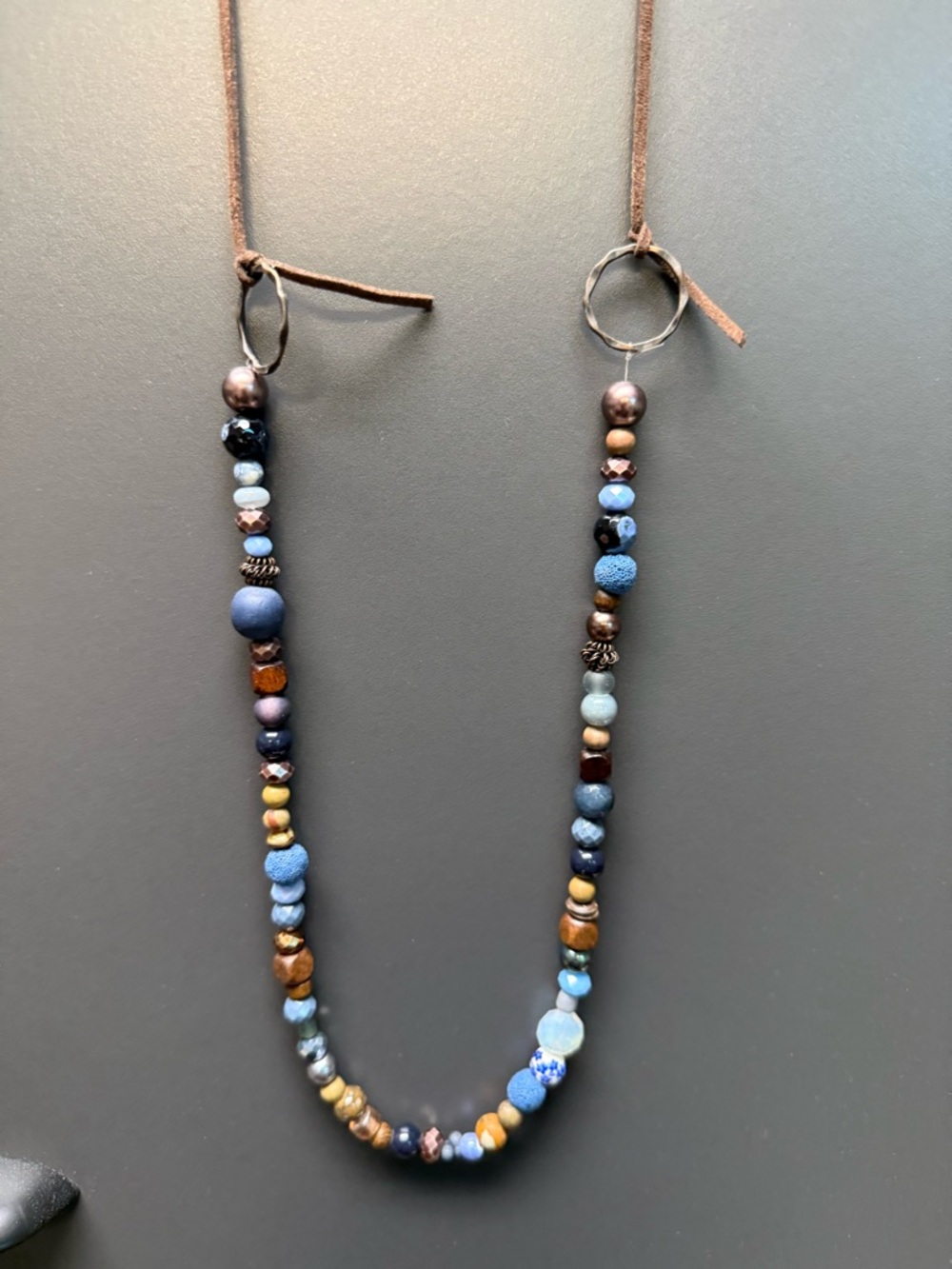 J. Jill Blue and Brown Mixed Bead Long Necklace